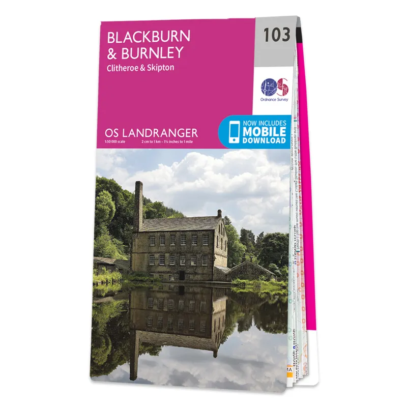 OS Landranger Map 103 - Blackburn and Burnley Clitheroe and Skipton